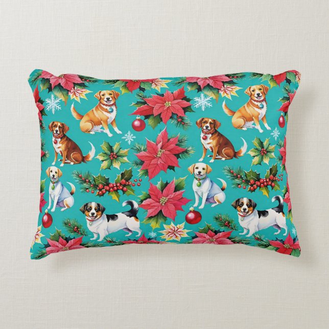 Cojín Decorativo Perros navidades y festivo holly (Anverso)