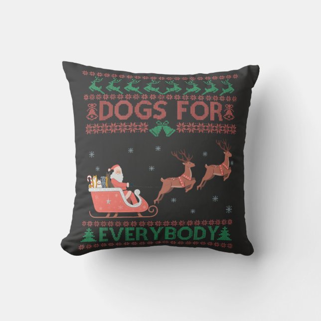 Cojín Decorativo Perros Para Todos Navidades Graciosos Dulce (Anverso)