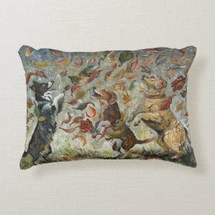 Cojín Decorativo Perros Retriever Dorados Caprichosos de Otoño con 