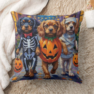Cojín Decorativo Perros Spaniel Tibetano con disfraces de Halloween