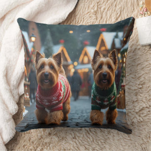 Cojín Decorativo Perros Terrier Wheaten Navidad Nieve Fiesta