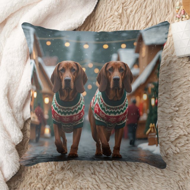 Cojín Decorativo Perros Treeing Walker Coonhound Navidad Nieve  (Manta)