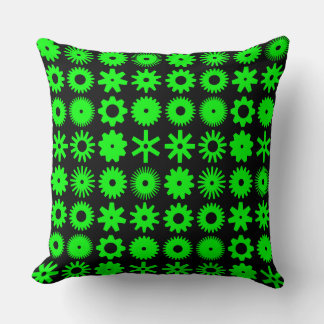 Cojín Decorativo Perros - Verde sobre negro