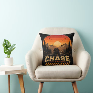 Cojín Decorativo Persigue el Horizonte Atardecer Retro Vintage