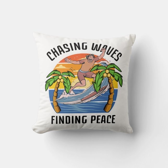 Cojín Decorativo Persiguiendo olas encontrando paz (Anverso)