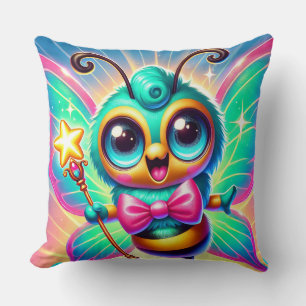 Cojín Decorativo Personaje de abeja linda y colorida sosteniendo un