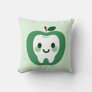 Cojín Decorativo Personaje de diente de manzana verde Kawaii