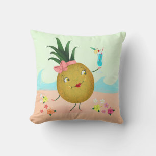 Cojín Decorativo Personaje de piña en la playa