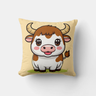 Cojín Decorativo Personaje de toro de dibujos animados lindo con ex