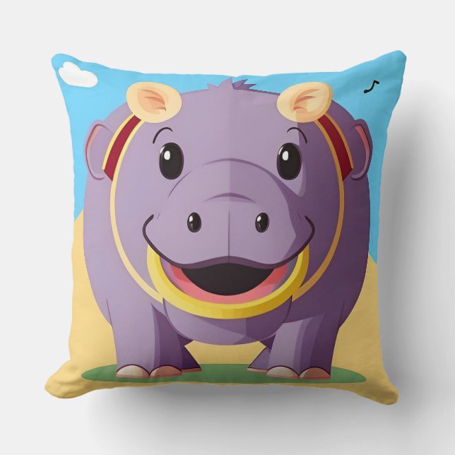 Cojín Decorativo Personaje feliz de Hippo (Anverso)