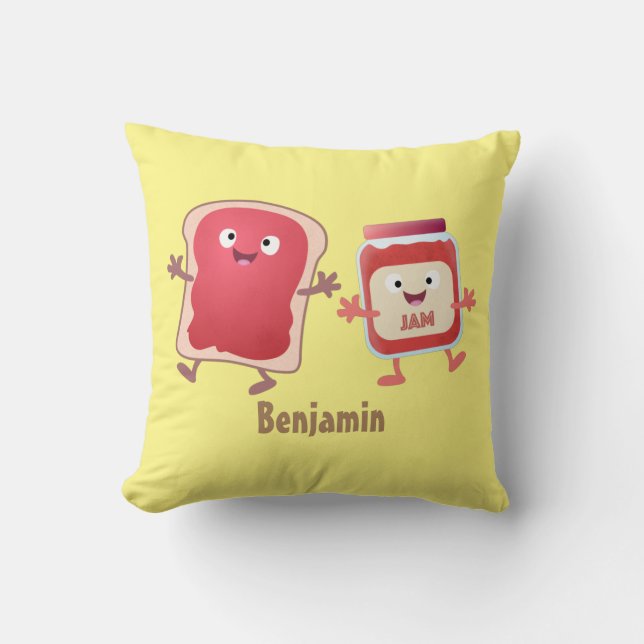 Cojín Decorativo Personajes divertidos de la caricatura sobre pan y (Anverso)