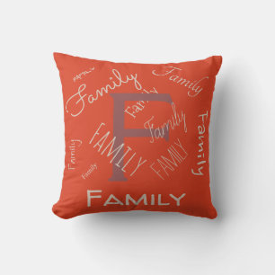 Cojín Decorativo Personalice esta plantilla, MONOGRAM, FAMILIA, NOM