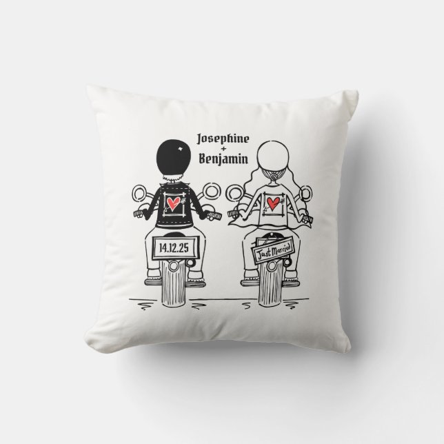 Cojín Decorativo Personalised Biker Bride + Groom Wedding Gift (Anverso)