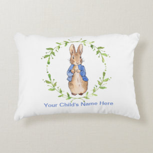 Cojín Decorativo Personaliza a Pedro el Conejo con el nombre del ni