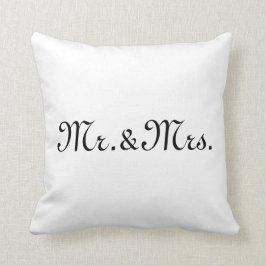 Cojín Decorativo Personaliza con iniciales monograma de pareja negr