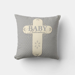 Cojín Decorativo Personaliza, Cremita y Cruz Gris para Dedicación d