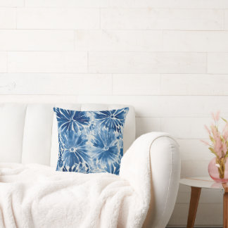 Cojín Decorativo Personaliza el Arte de Flores Azules y Blancas Abs