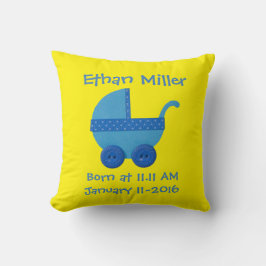Cojín Decorativo Personaliza el carro azul bebé bebé bebé ducha de 