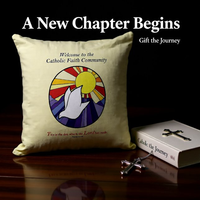 Cojín Decorativo Personaliza el nombre, RCIA Dove Circle en amarill (Subido por el creador)