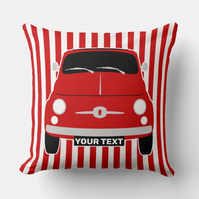 Cojín Decorativo Personaliza el Viejo clásico rojo Fiat 500 Cushion (Anverso)