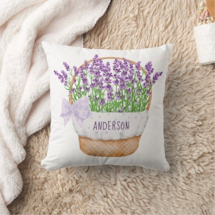 Cojín Decorativo Personaliza Floral Lavanda Morado Verde Canasta