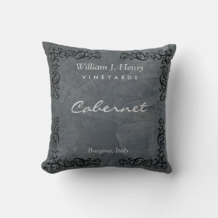 Cojín Decorativo Personaliza Gris Pizarra y Negro Rollo de Vino