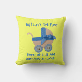 Cojín Decorativo Personaliza la ducha de bebé con carro de bebé azu