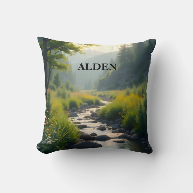 Cojín Decorativo Personaliza Mountains Creek (Anverso)