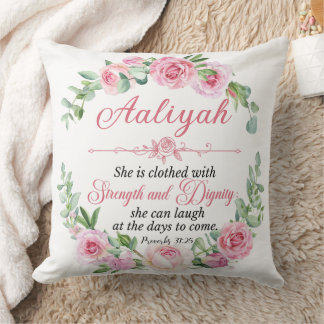 Cojín Decorativo Personaliza Prov 31:25 Día de la Madre Rosa Rosa