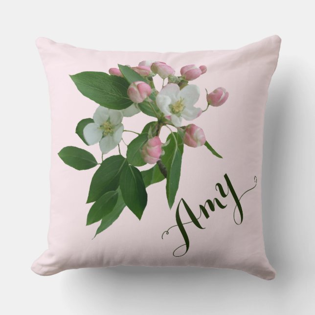 Cojín Decorativo Personalizable Amy nombre floral manzana flor Hygg (Anverso)