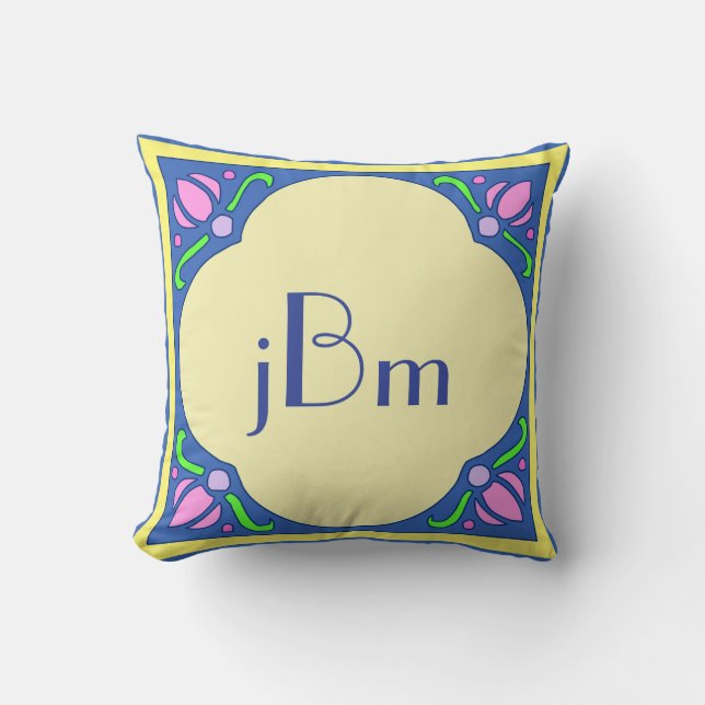 Cojín Decorativo Personalizable Art Nouveau Monograma Pillow (Anverso)