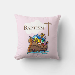 Cojín Decorativo Personalizable, Bautizo de niña Arca de Noé