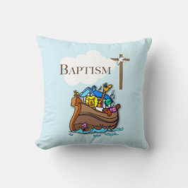 Cojín Decorativo Personalizable, Bautizo de Niño Arca de Noé