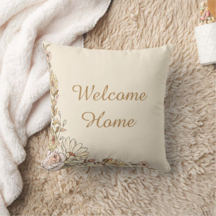 Cojín Decorativo Personalizable "Bienvenido a casa" Pillow botánico