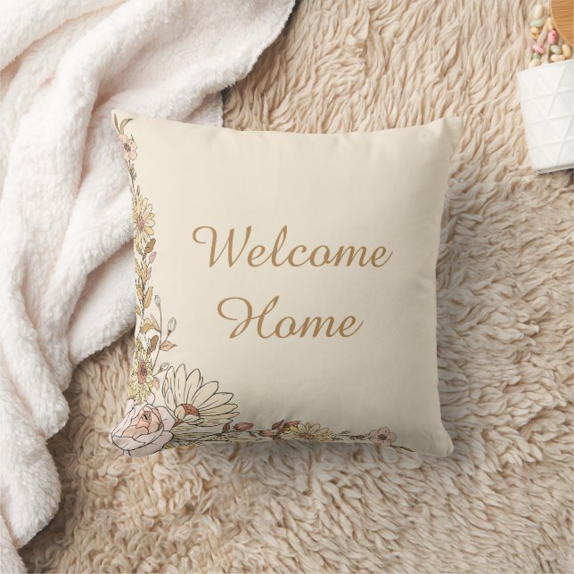 Cojín Decorativo Personalizable "Bienvenido a casa" Pillow botánico (Manta)
