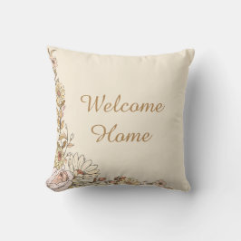 Cojín Decorativo Personalizable "Bienvenido a casa" Pillow botánico