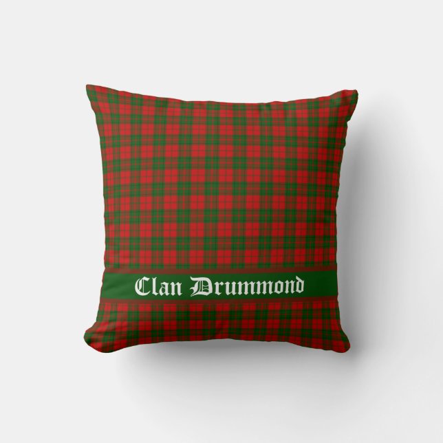 Cojín Decorativo Personalizable Clan Drummond Tartan (Anverso)