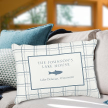 Personalizable clásico Plaid Lake House Blue Fish