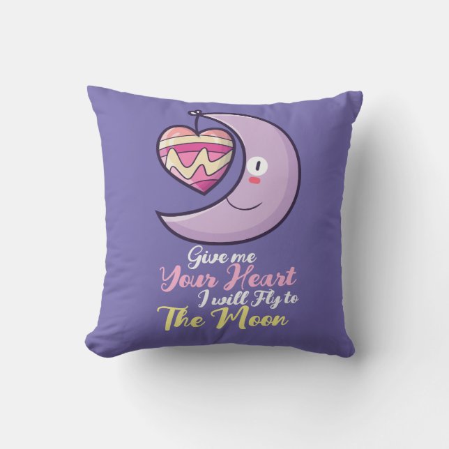 Cojín Decorativo Personalizable Crescent Heart (Anverso)