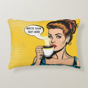 Cojín Decorativo Personalizable de café retro femenino