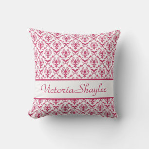 Cojín Decorativo Personalizable de Damasco Rosa #2