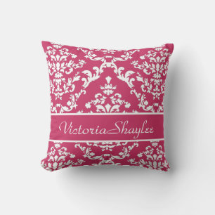 Cojín Decorativo Personalizable de Damasco Rosado #3