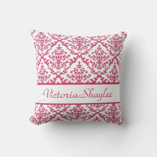 Cojín Decorativo Personalizable de Damasco Rosado #4