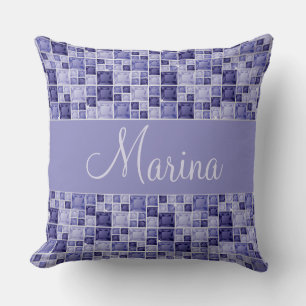 Cojín Decorativo Personalizable de diamante morado Nombre Jewel Gem