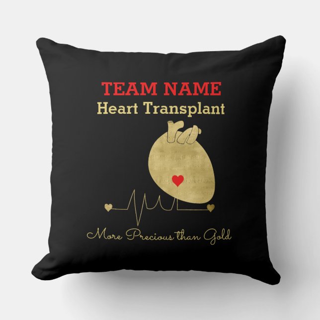 Cojín Decorativo Personalizable del equipo de trasplante de corazón (Anverso)