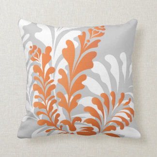 Cojín Decorativo Personalizable floral tropical del naranja, blanco
