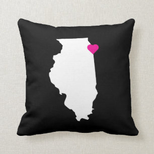 Cojín Decorativo Personalizable Illinois Estado Amor Pillow Reversi