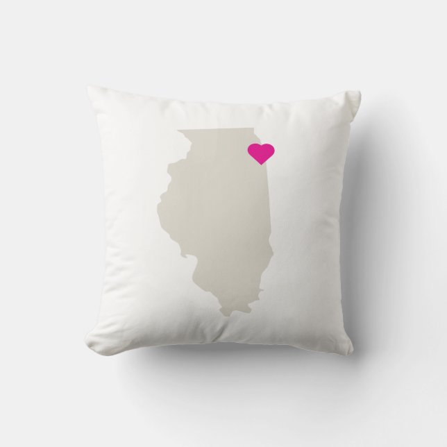 Cojín Decorativo Personalizable Illinois Estado Amor Pillow Reversi (Anverso)