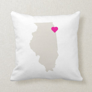 Cojín Decorativo Personalizable Illinois Estado Amor Pillow Reversi