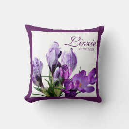 Cojín Decorativo Personalizable L nombre flores violetas personaliz